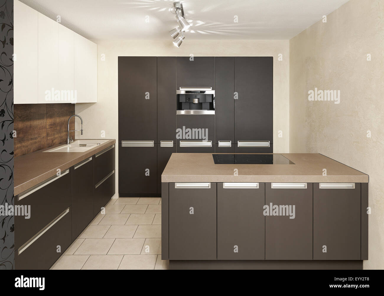 Zähler und Schränke in modernen Küche Stockfoto