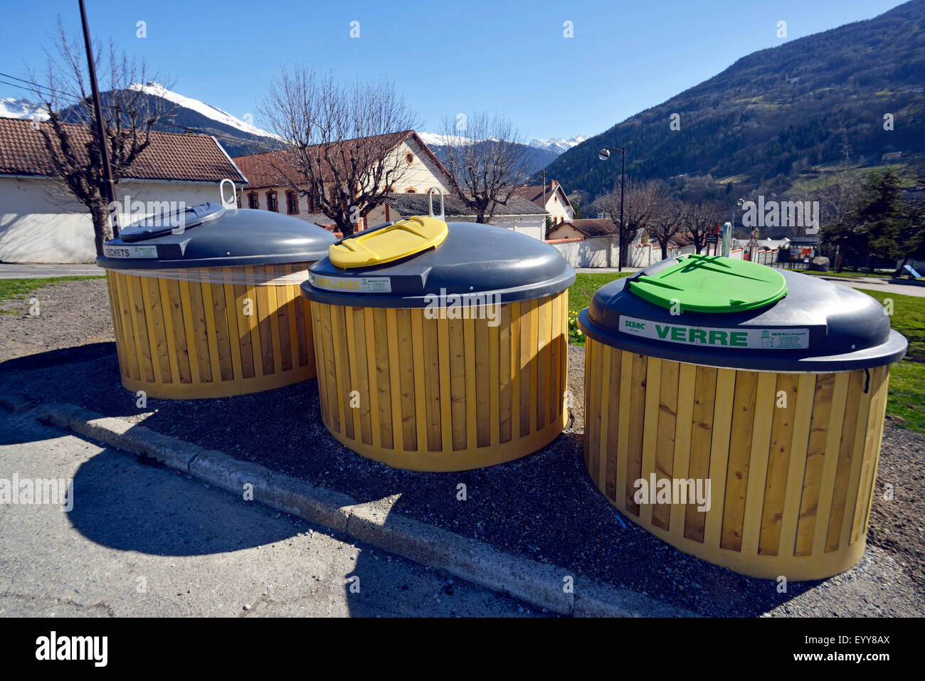 Abfallsammlung Zentrum, Frankreich, Savoyen, Bourg-Saint-Maurice Stockfoto