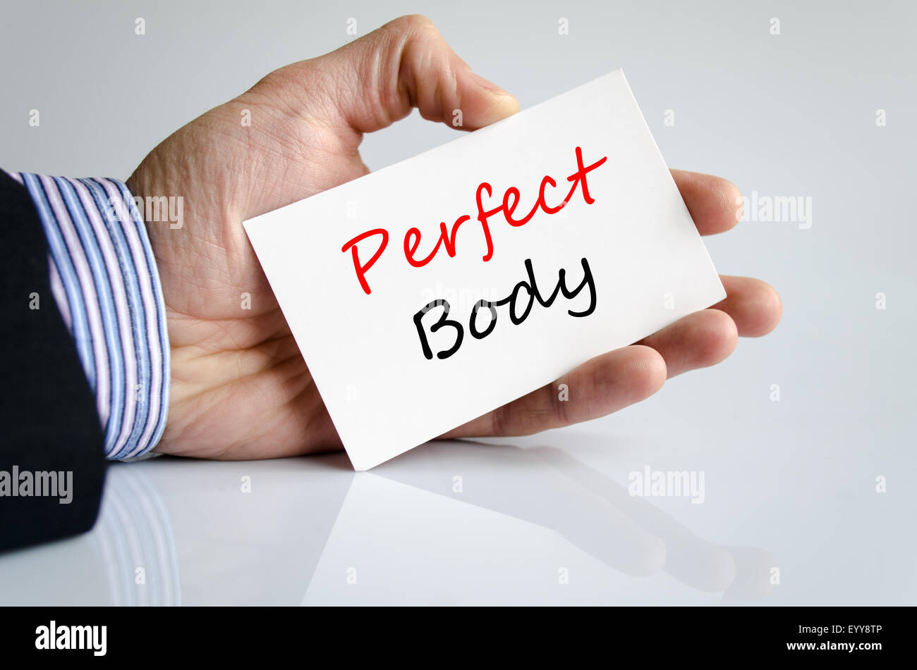 Perfekten Körper Textkonzept isoliert auf weißem Hintergrund Stockfoto