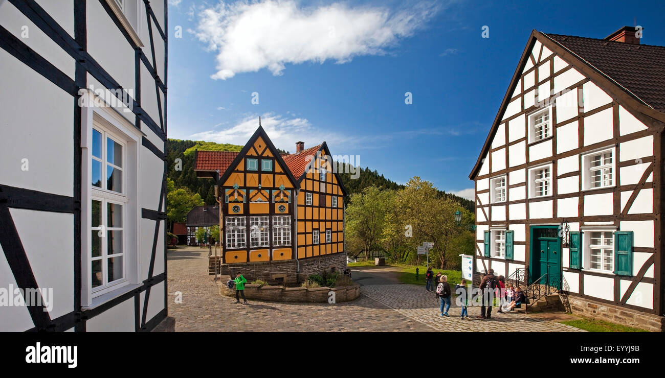 Fachwerkhäuser der Hagen Open-air Museum, Deutschland, Nordrhein-Westfalen, Ruhrgebiet, Hagen Stockfoto