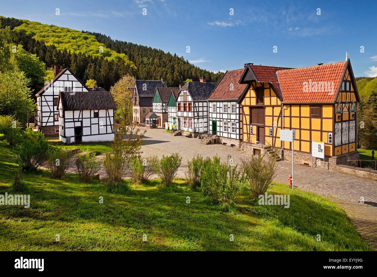 Fachwerkhäuser der Hagen Open-air Museum, Deutschland, Nordrhein-Westfalen, Ruhrgebiet, Hagen Stockfoto