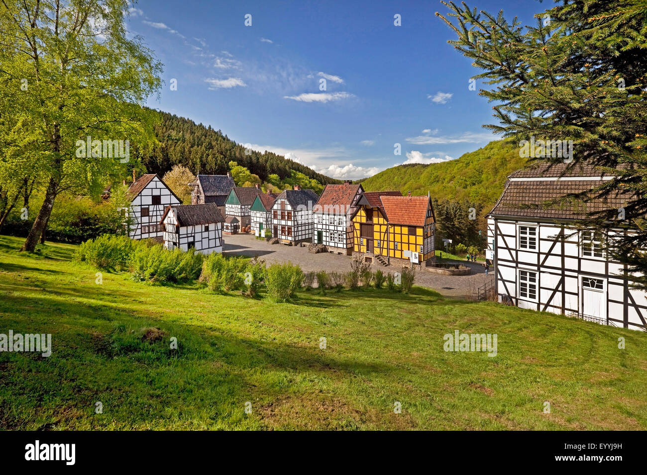 Fachwerkhäuser der Hagen Open-air Museum, Deutschland, Nordrhein-Westfalen, Ruhrgebiet, Hagen Stockfoto