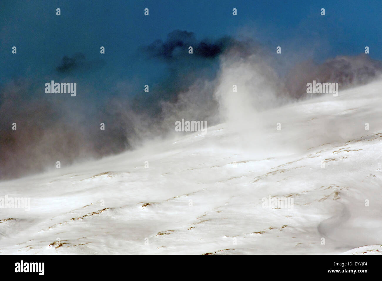 Schneegestöber in den Bergen, Norwegen, Norwegen, Troms, Kvaloeya, Tromsø Stockfoto