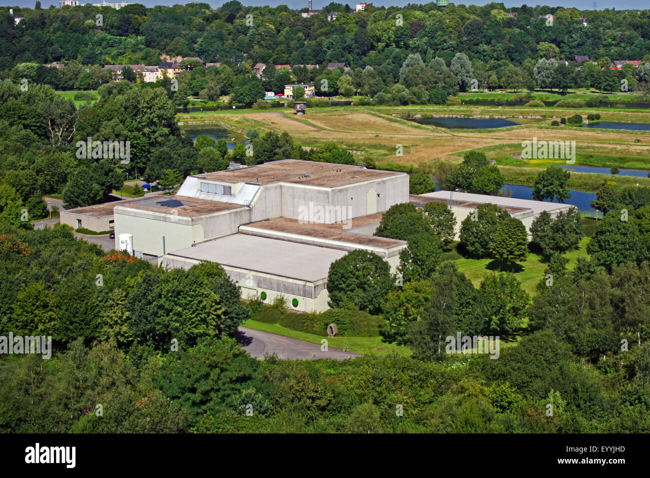 erhöhte Sicht, Wasserwerk Essen, Deutschland, Nordrhein-Westfalen, Ruhrgebiet, Essen Stockfoto