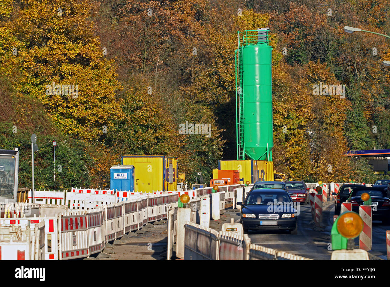 Baustelle für Füllung Löcher der alten Bergbau-Stollen, Bergschäden, Deutschland, Nordrhein-Westfalen Stockfoto