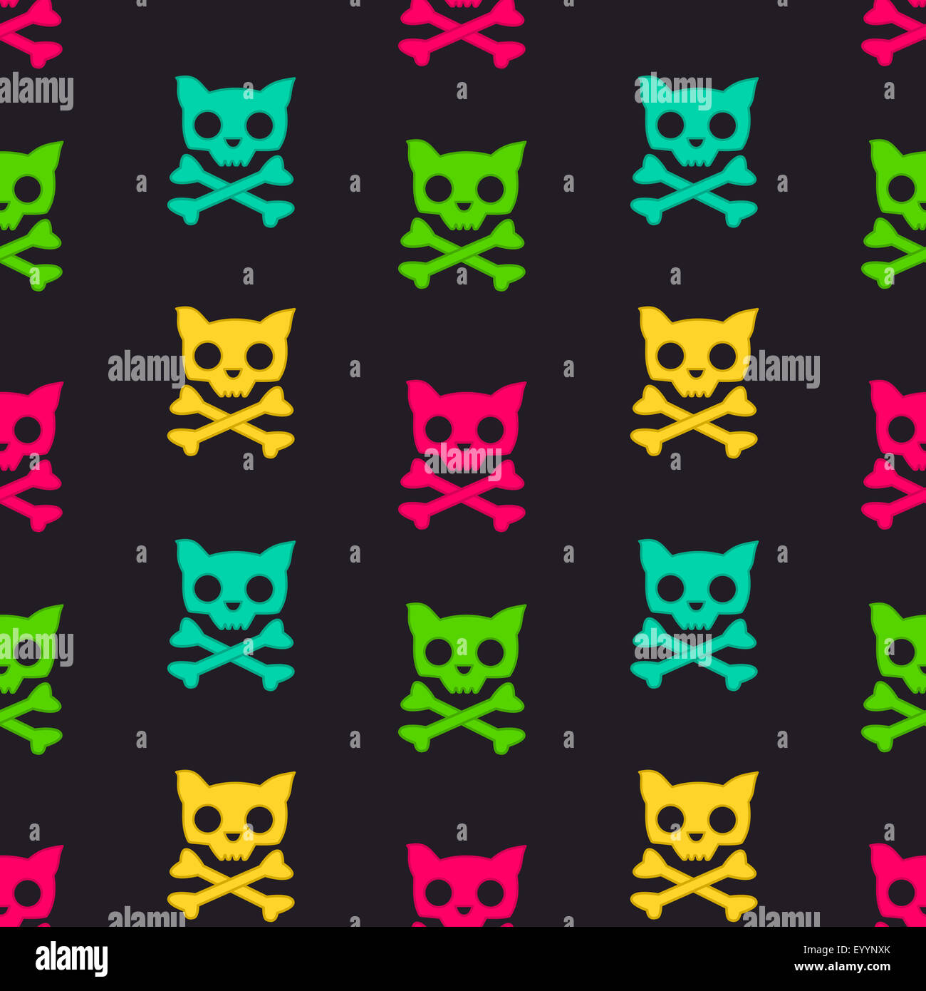 bunte Katze Schädel Musterdesign Abbildung Cartoon Stockfoto