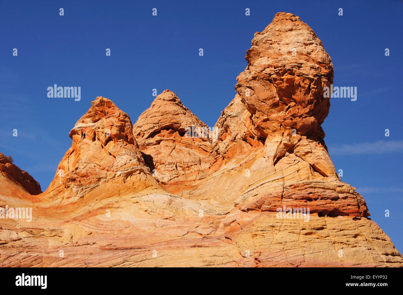 Sandstein-Felsformationen der Vermilion Cliffs National Monument, USA, Arizona, Vermilion Cliffs Stockfoto