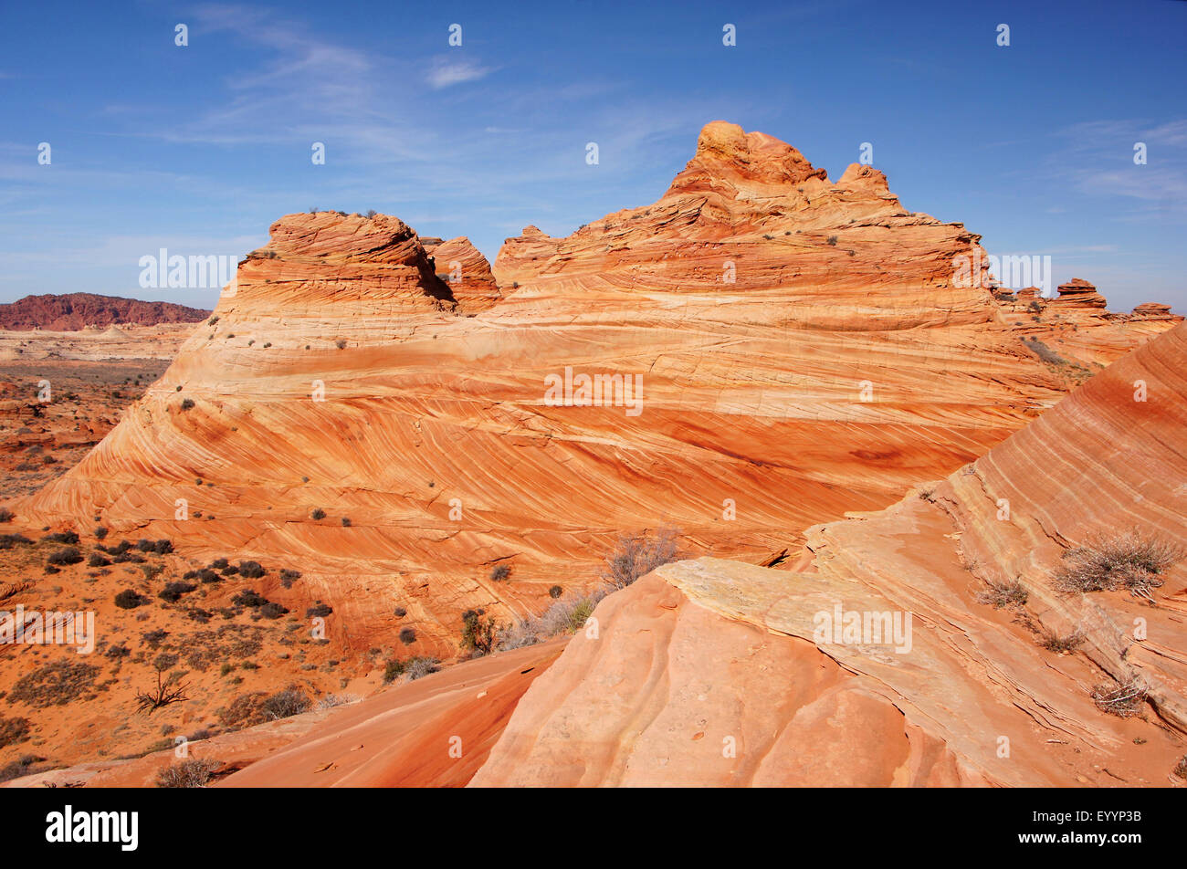 Sandstein-Felsformationen der Vermilion Cliffs National Monument, USA, Arizona, Vermilion Cliffs Stockfoto