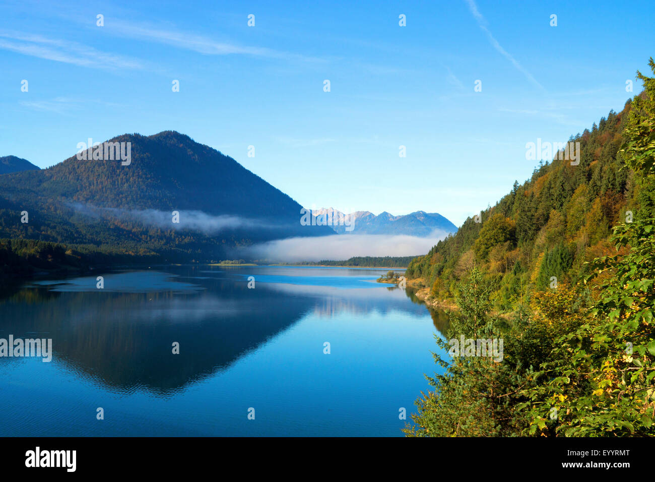 Sylvensteinspeicher Speicher See, Deutschland, Bayern, Sylvensteinstausee Stockfoto