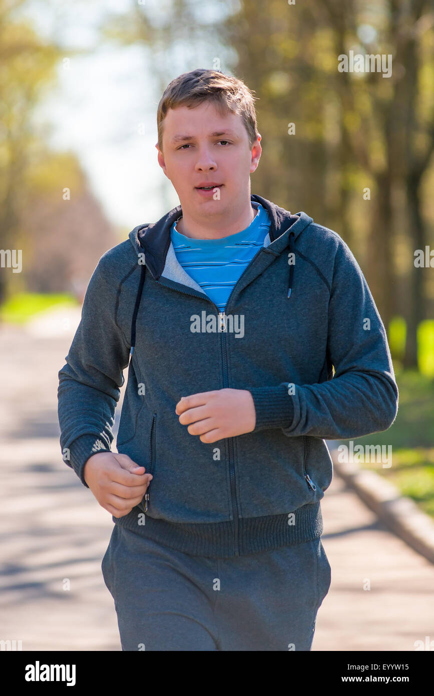 Porträt eines laufenden 30 Jahre Stockfoto