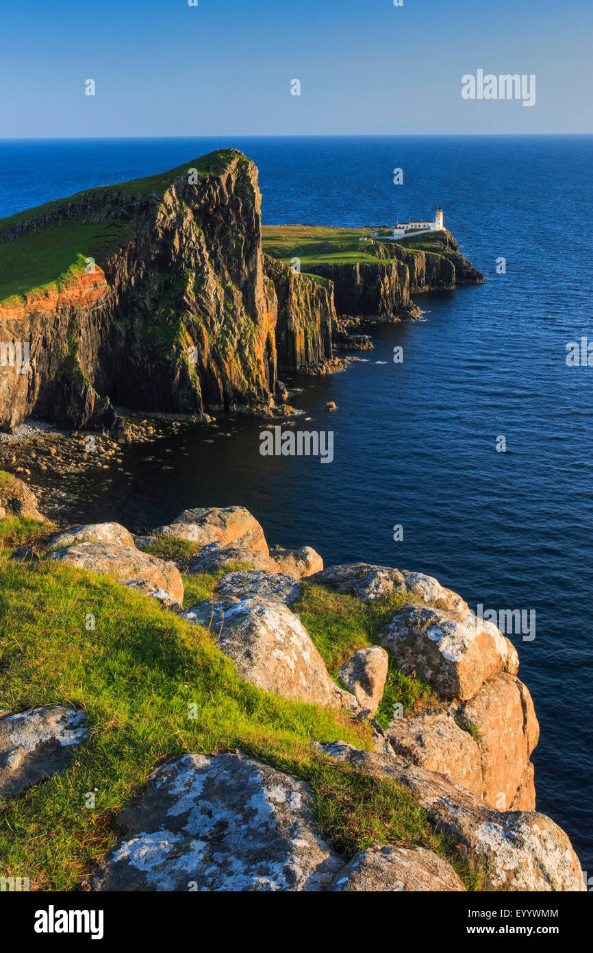Landschaftlich Point Leuchtturm, Großbritannien, Schottland, Isle Of Skye Stockfoto