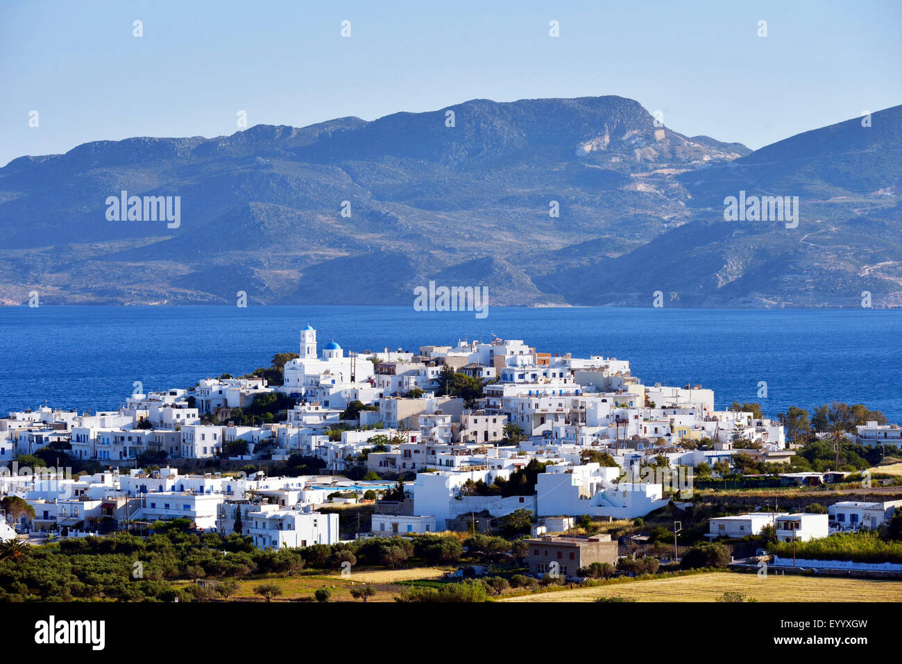 Dorf von Adamas, wichtigste Stadt Milos Island, Griechenland, Cyclades, Milos, Adamas Stockfoto