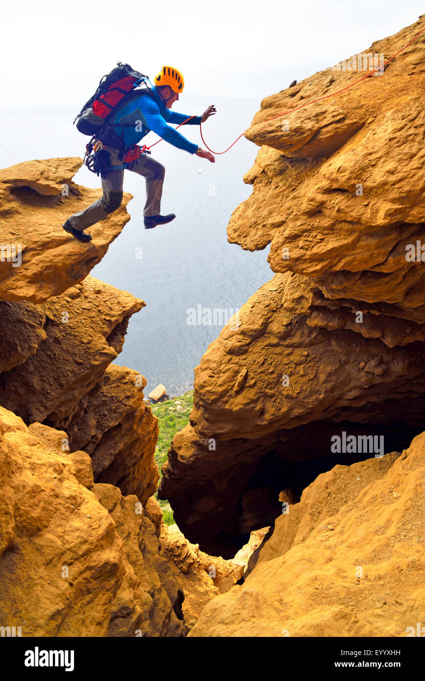 Abenteuer-Wanderweg im Nationalpark Calanques in der Nähe von Marseille, Frankreich-Calanques-Nationalpark Stockfoto