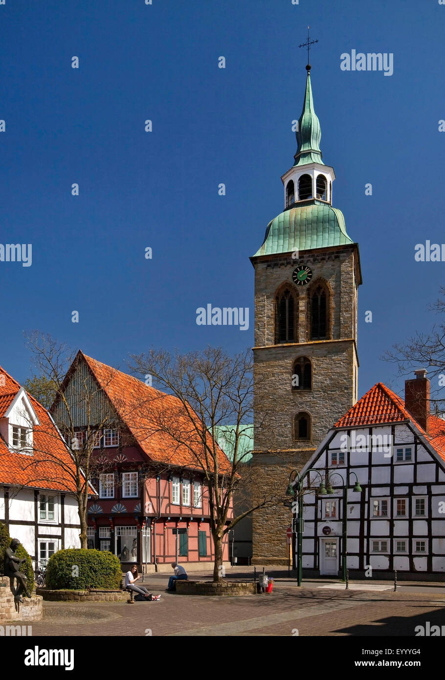historische Altstadt mit Kirche St. Aegidius Wiedenbrueck, Deutschland, Nordrhein-Westfalen, Ostwestfalen, Rheda-Wiedenbrueck Stockfoto