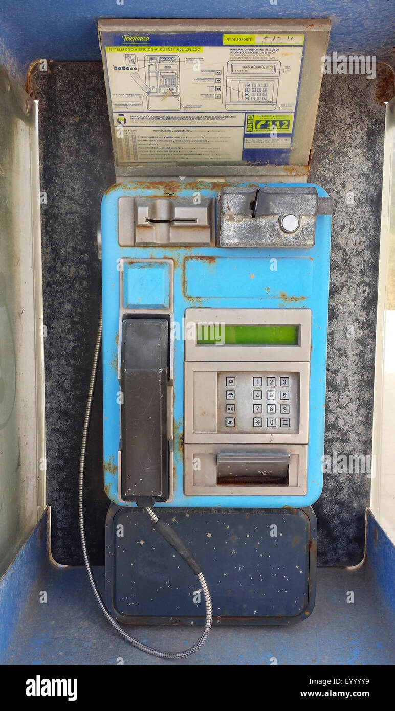 alten Telefonzelle, Spanien, Balearen, Mallorca Stockfoto