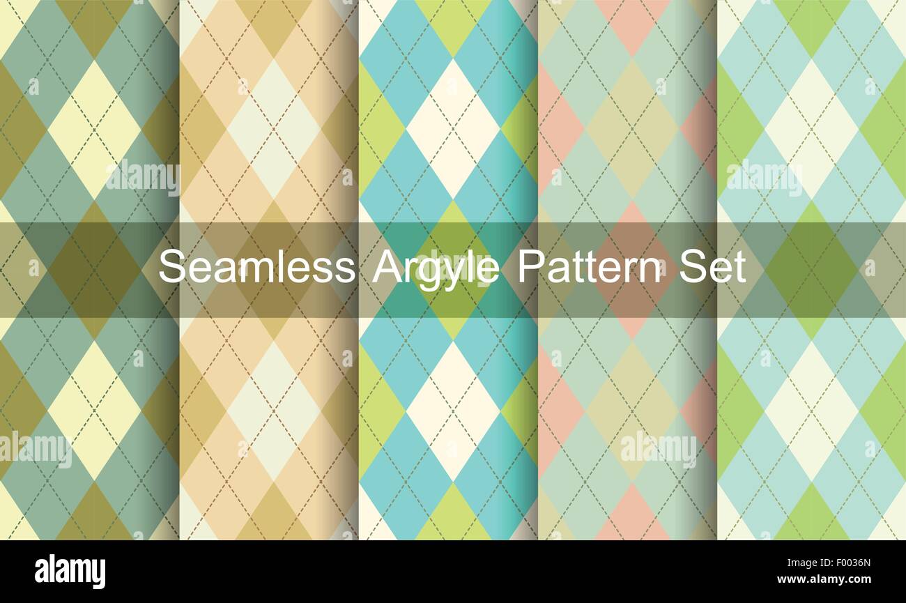 Nahtlose Argyle-Muster. Diamant-Formen-Hintergrund. Vektor-Set. Stock Vektor