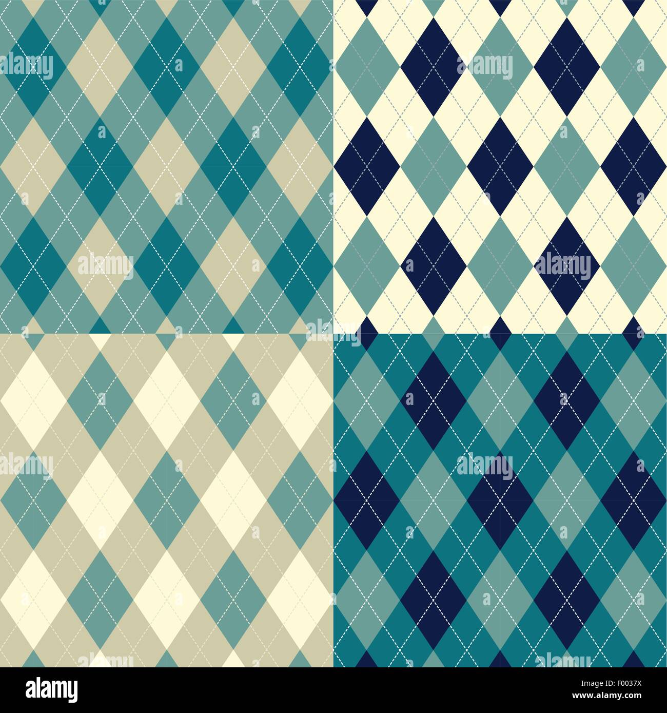 Nahtlose Argyle-Muster. Diamant-Formen-Hintergrund. Vektor-Set. Stock Vektor