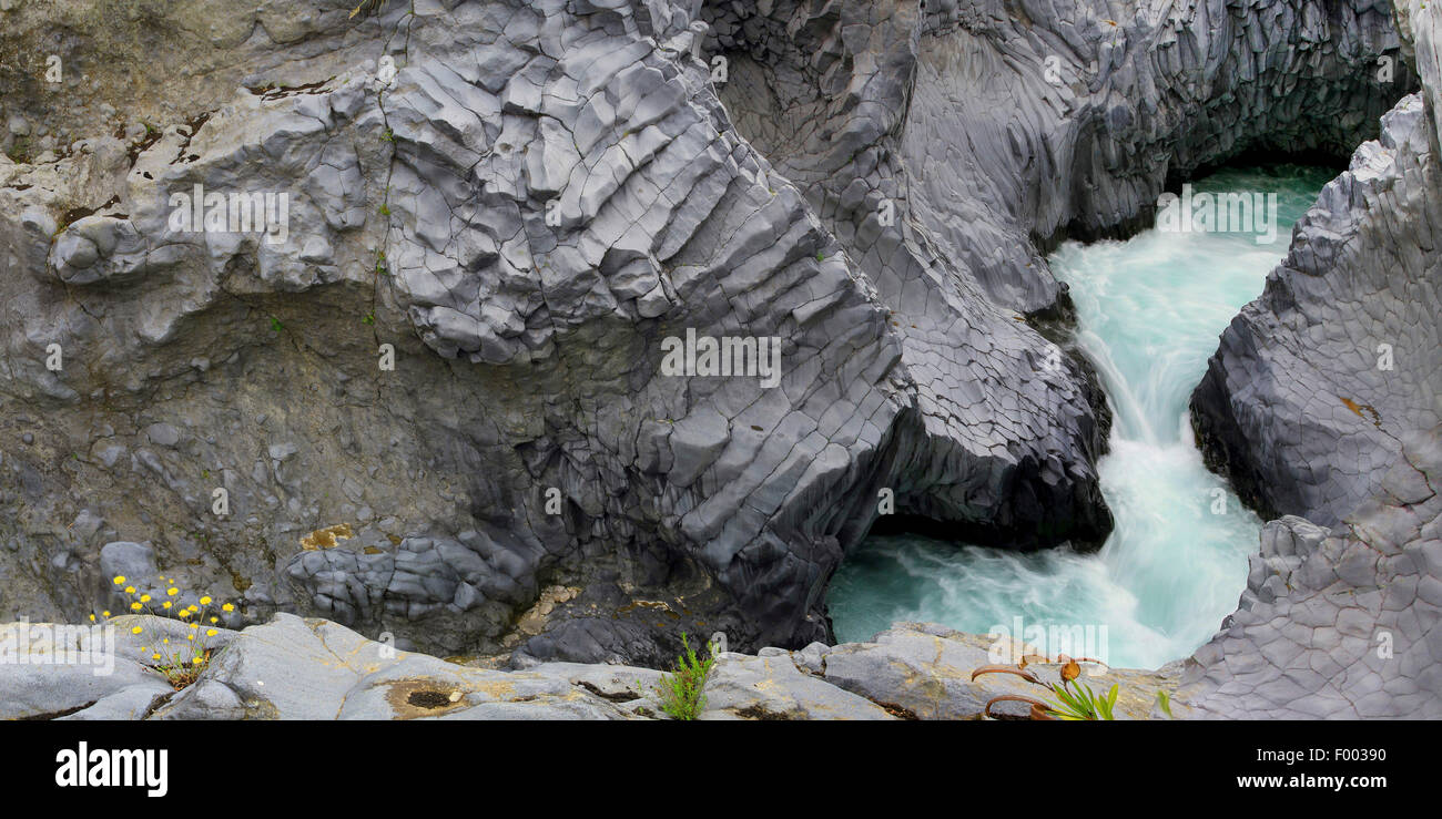 Alcantara-Schlucht, Italien, Sizilien, Taormina Stockfoto