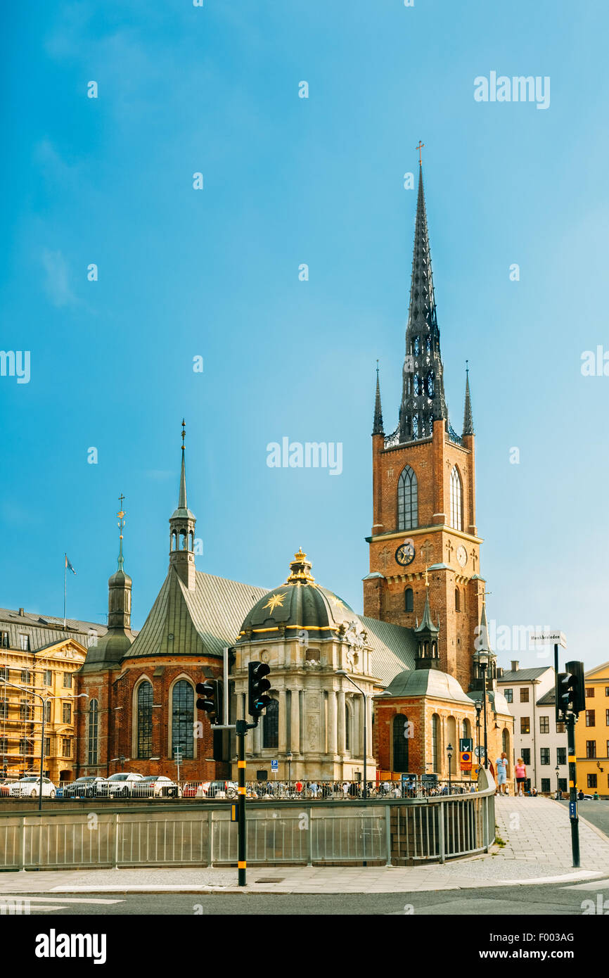Gebäude des Riddarholm Kyrka (Riddarholm Church) In Stockholm, Schweden. Riddarholm Kirche ist Beerdigung der schwedischen Monarchen. Ich Stockfoto