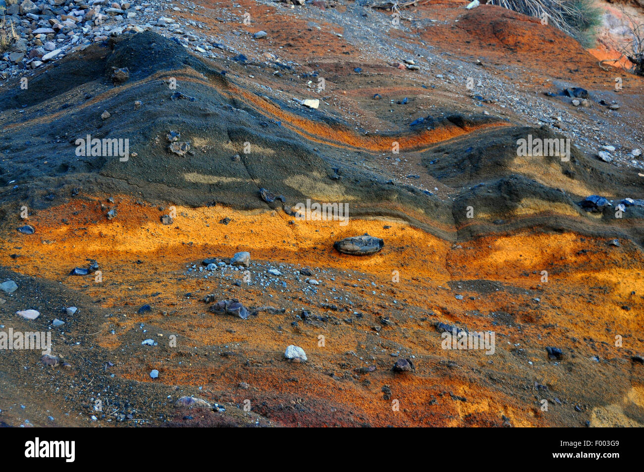 Lava-Schichten bei Caldera de Taburiente, Kanarische Inseln, La Palma, Np cal Stockfoto