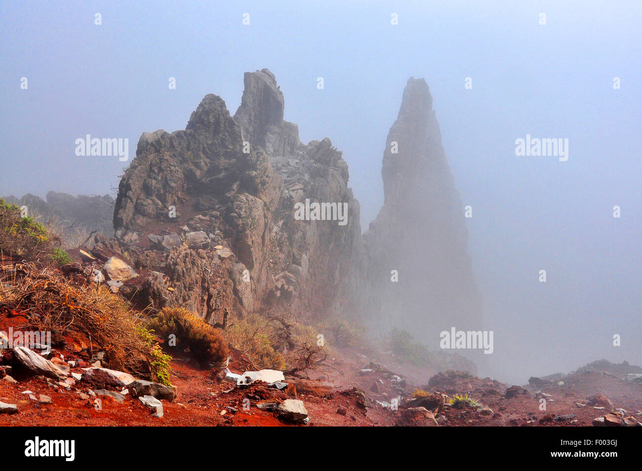 Rock Formation verglichen de Roberto, Kanarische Inseln, La Palma, Nationalpark Caldera Taburiente Stockfoto