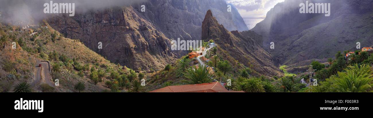 Bergdorf Masca im Macizo de Teno Gebirge, Kanaren, Teneriffa, Masca Stockfoto