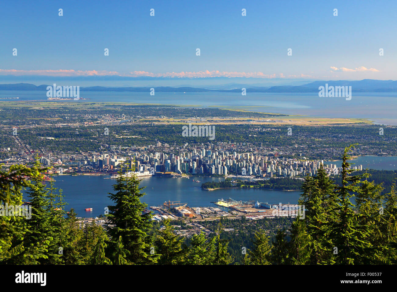 Blick vom Grouse Mountain nach Vancouver, Kanada, Vancouver Stockfoto