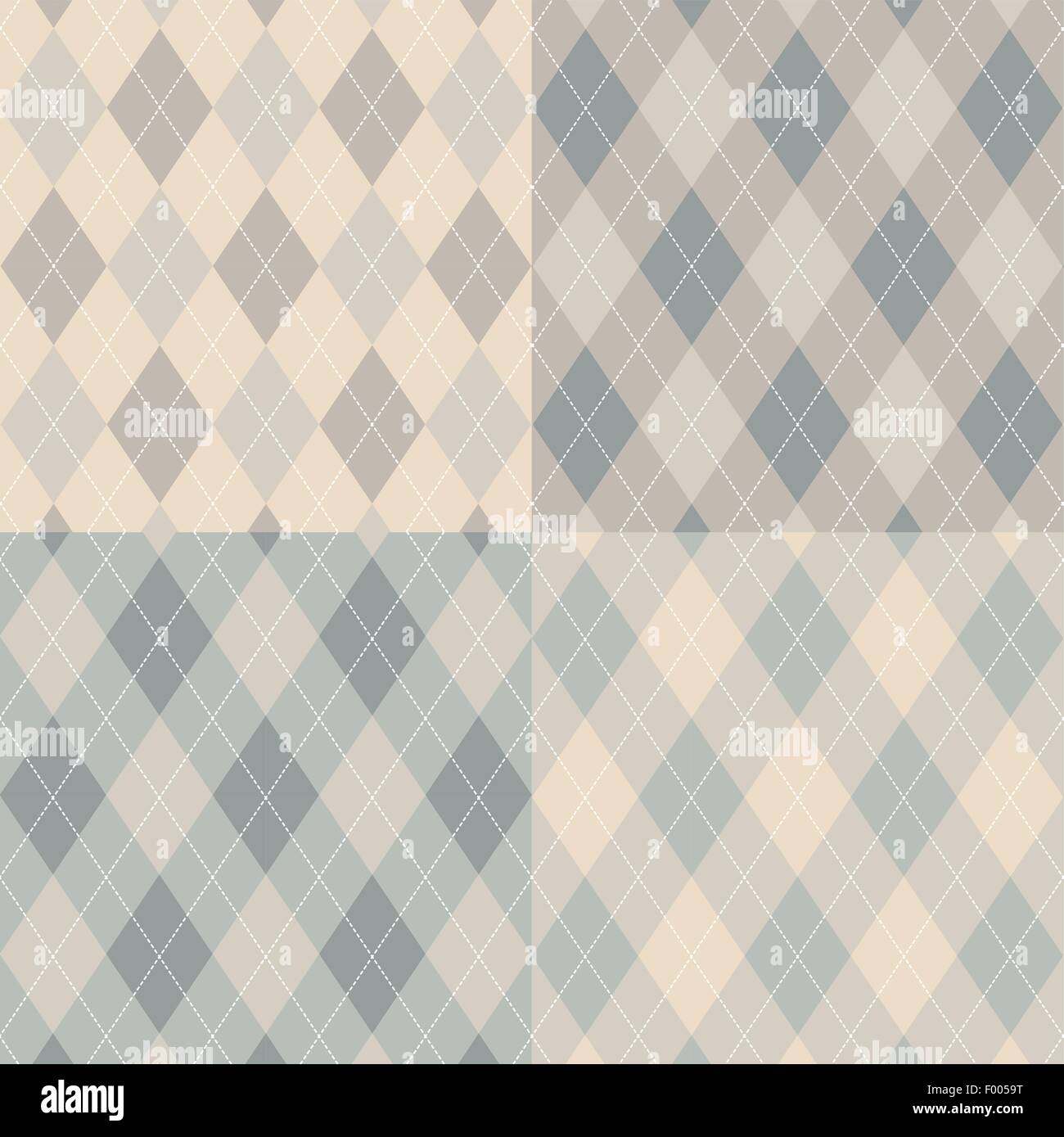 Nahtlose Argyle-Muster. Diamant-Formen-Hintergrund. Vektor-Set. Stock Vektor