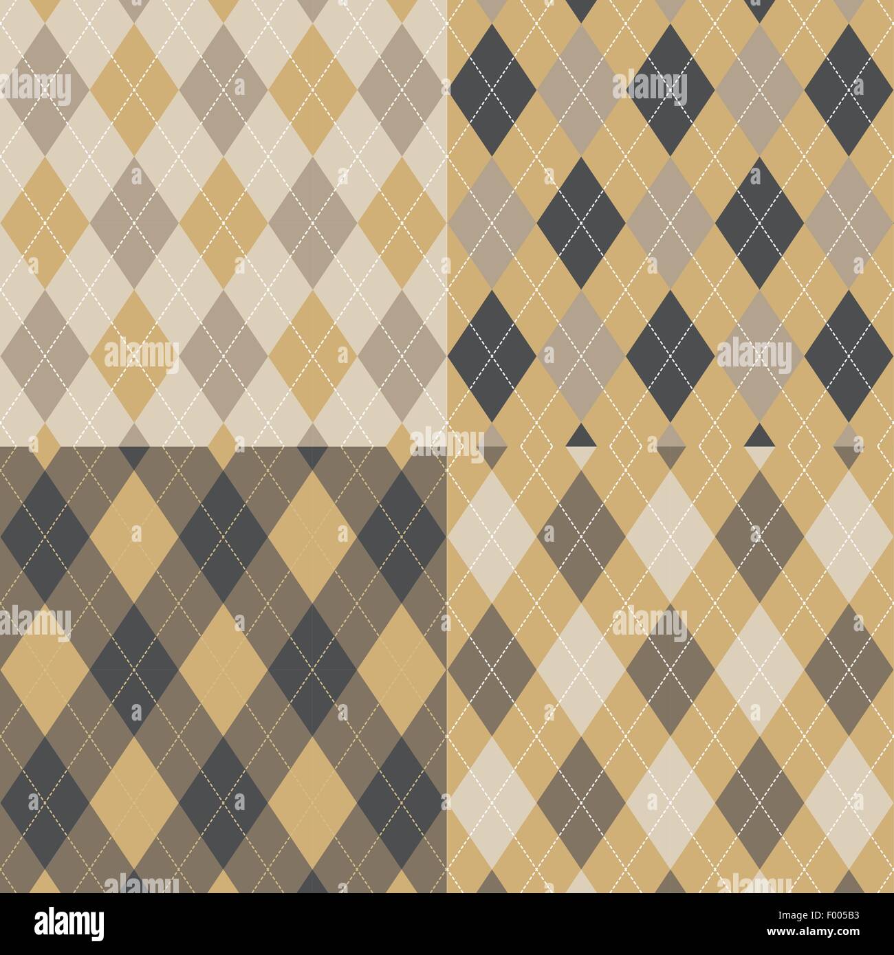 Nahtlose Argyle-Muster. Diamant-Formen-Hintergrund. Vektor-Set. Stock Vektor