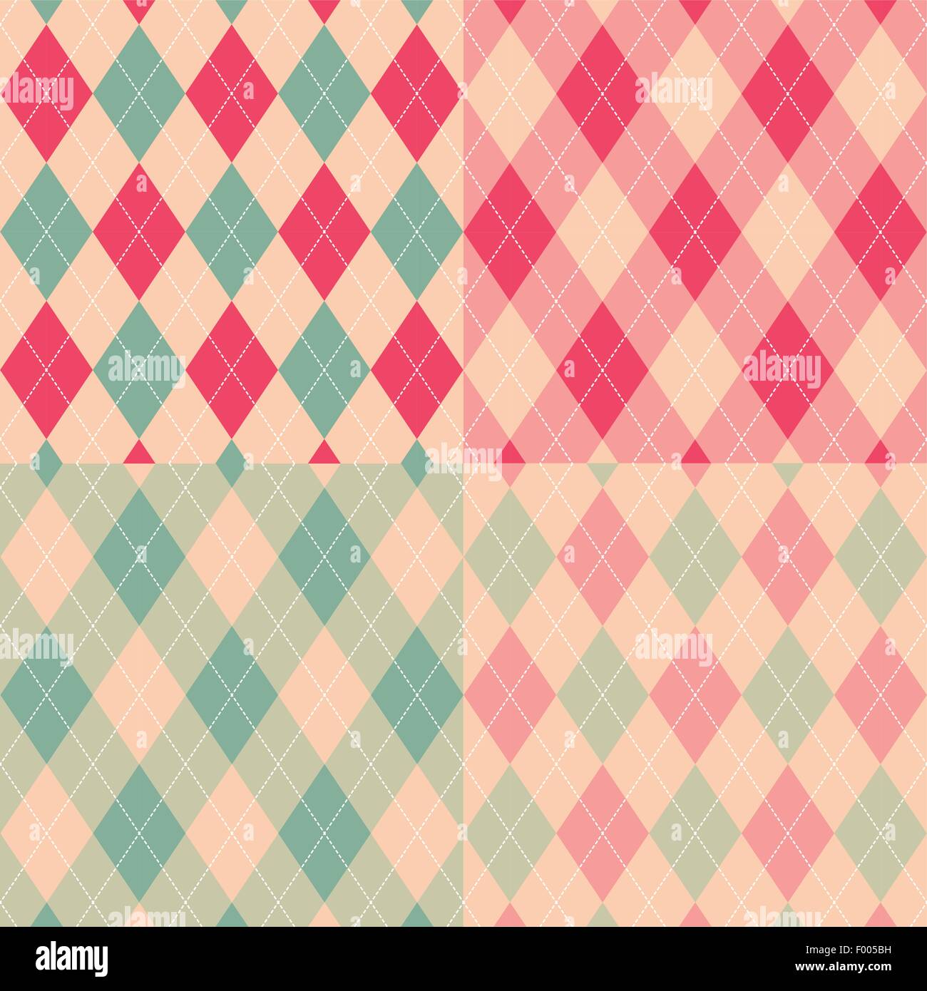 Nahtlose Argyle-Muster. Diamant-Formen-Hintergrund. Vektor-Set. Stock Vektor