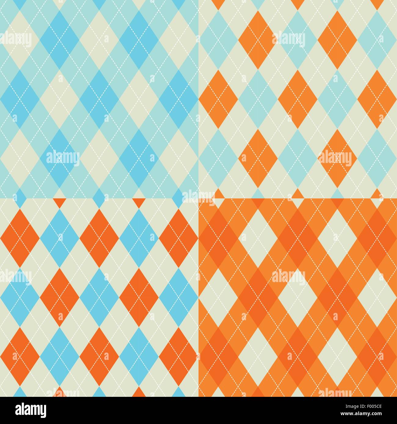 Nahtlose Argyle-Muster. Diamant-Formen-Hintergrund. Vektor-Set. Stock Vektor