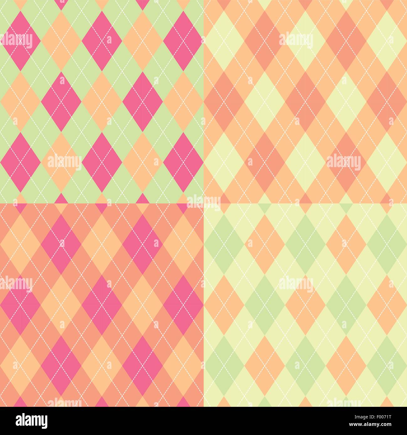 Nahtlose Argyle-Muster. Diamant-Formen-Hintergrund. Vektor-Set. Stock Vektor