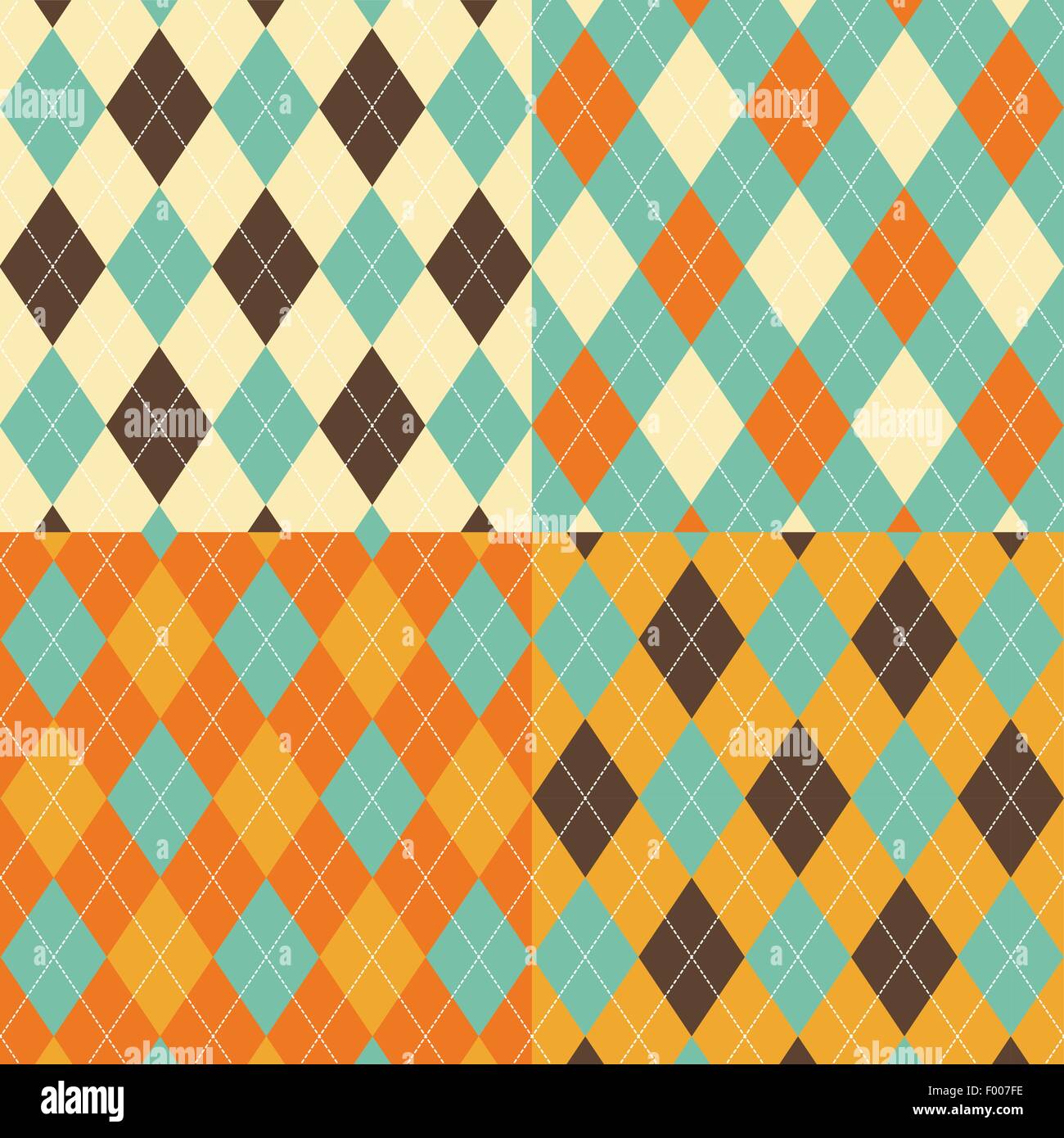 Nahtlose Argyle-Muster. Diamant-Formen-Hintergrund. Vektor-Set. Stock Vektor