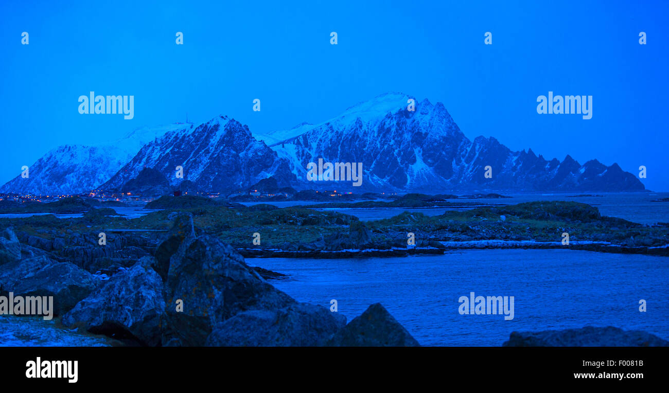 Polarnight 15.00 Uhr, Norwegen, VesterÕlen, Insel und° ya, Andenes Stockfoto