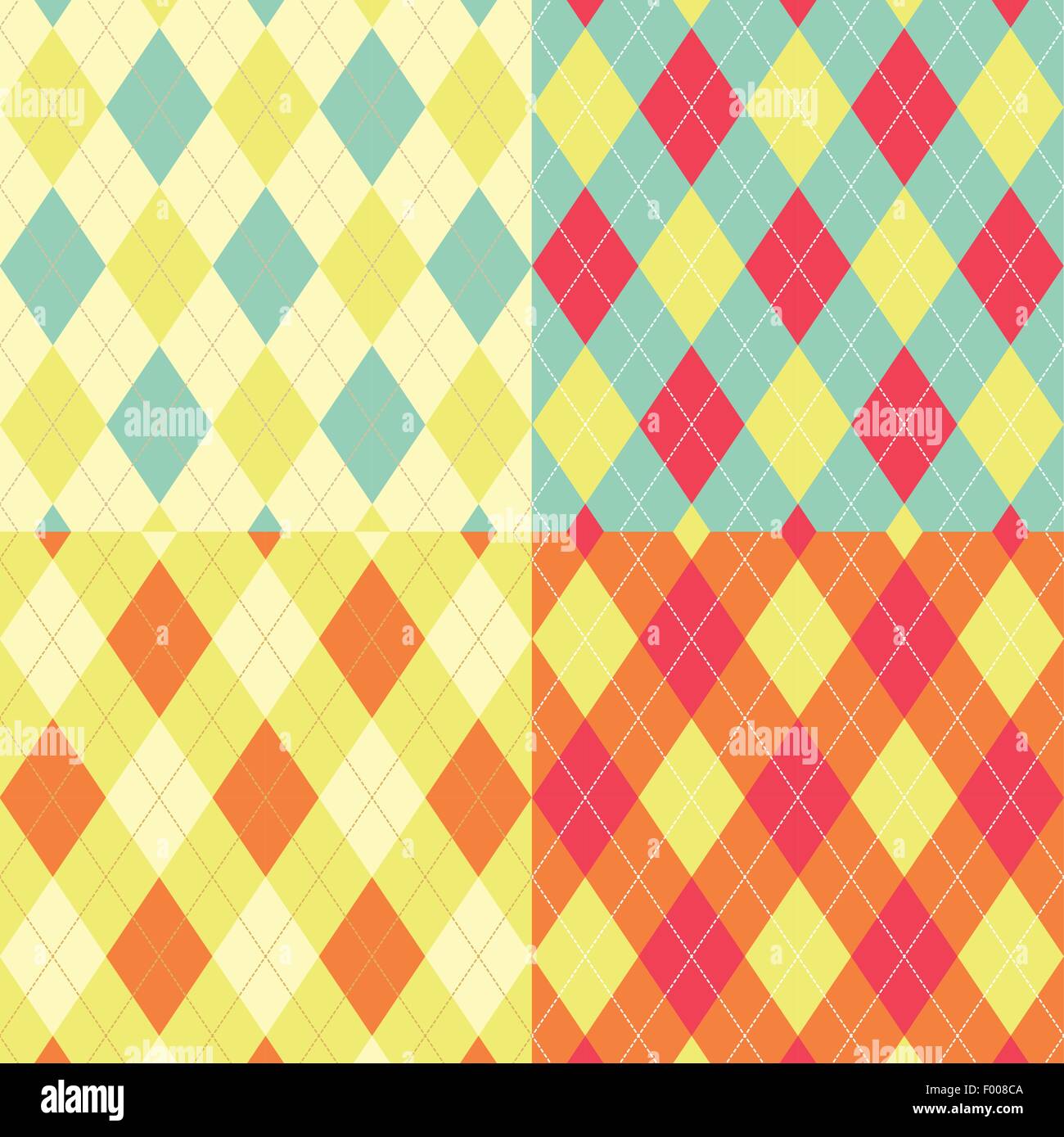 Nahtlose Argyle-Muster. Diamant-Formen-Hintergrund. Vektor-Set. Stock Vektor