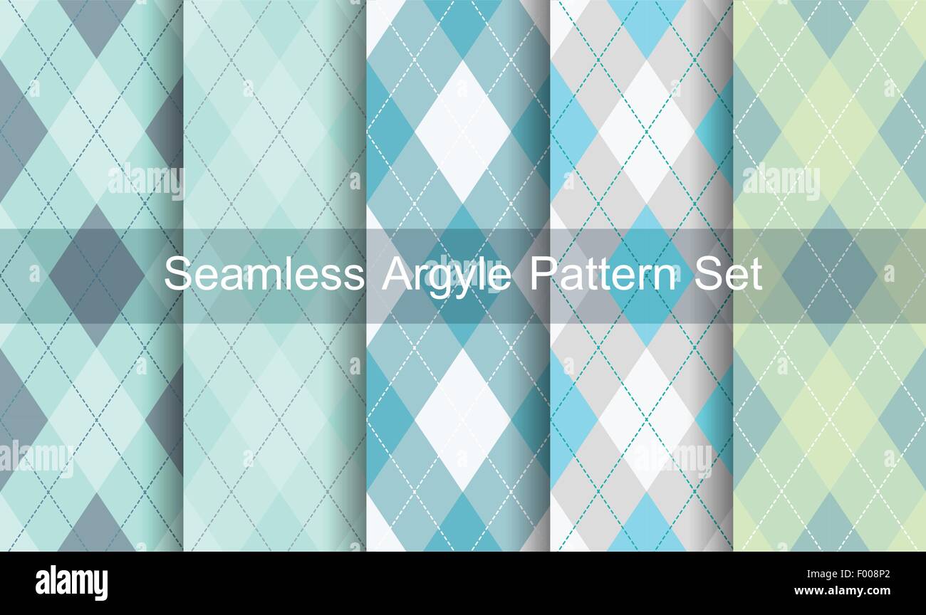 Nahtlose Argyle-Muster. Diamant-Formen-Hintergrund. Vektor-Set. Stock Vektor