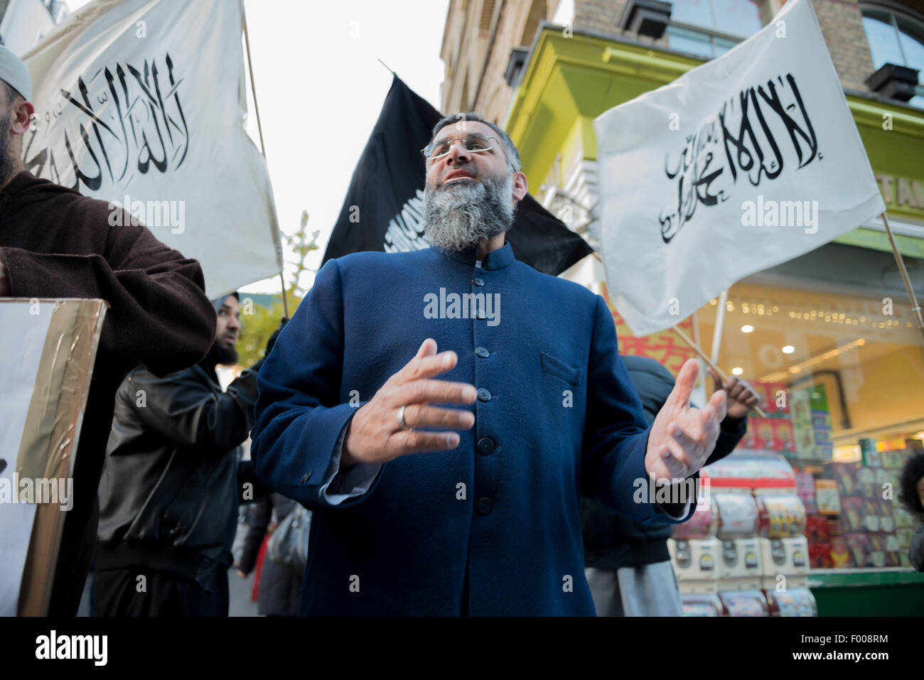 Islamischer Prediger Anjem Chaudry in London Stockfoto