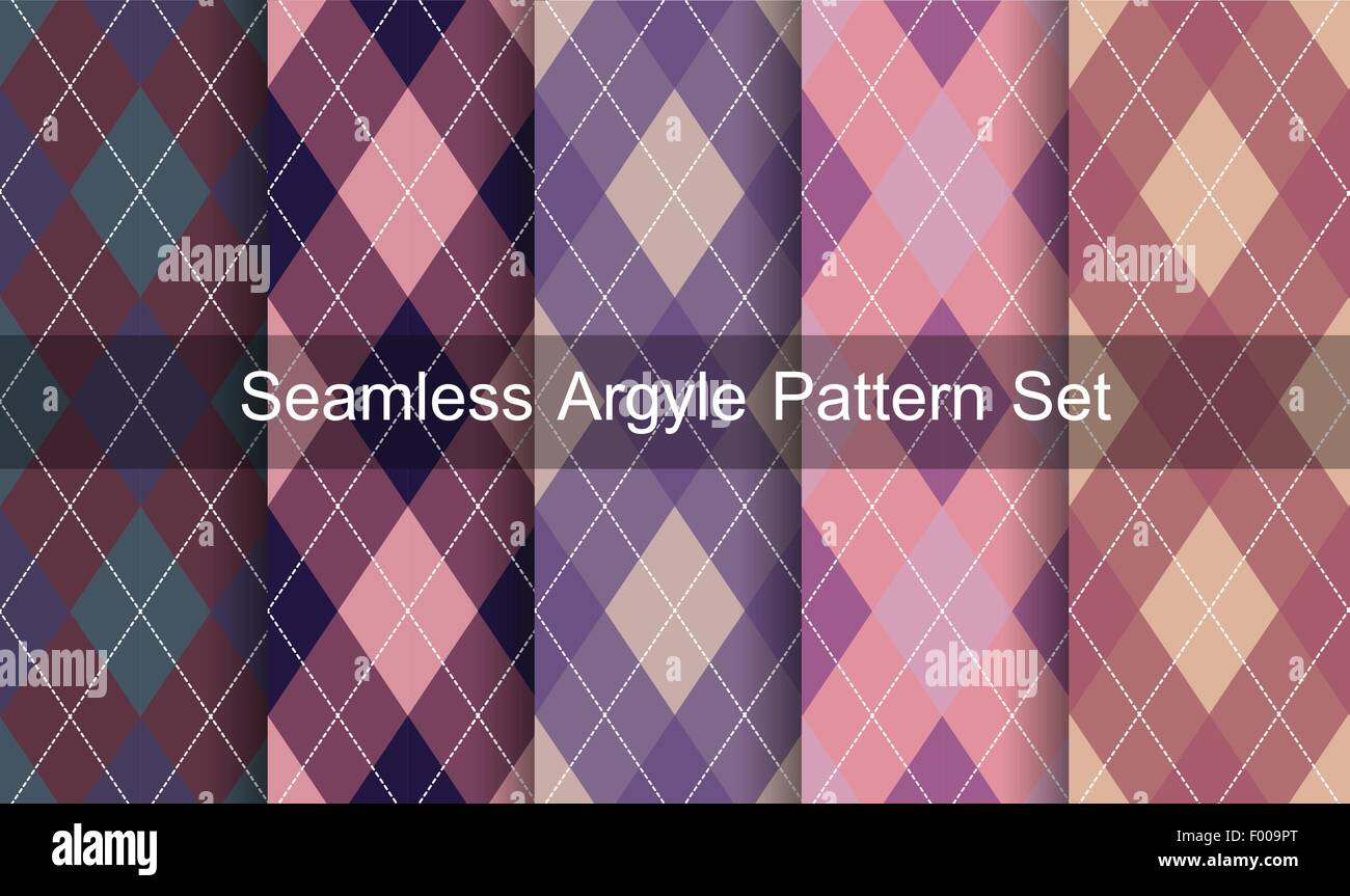 Nahtlose Argyle-Muster. Diamant-Formen-Hintergrund. Vektor-Set. Stock Vektor