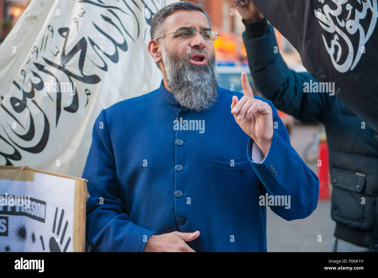 Islamischer Prediger Anjem Chaudry in London Stockfoto