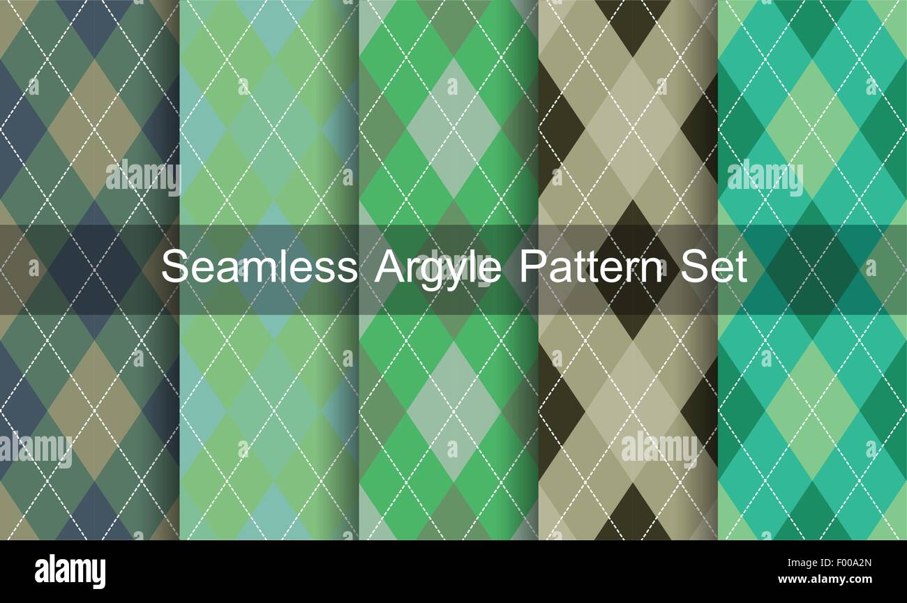 Nahtlose Argyle-Muster. Diamant-Formen-Hintergrund. Vektor-Set. Stock Vektor