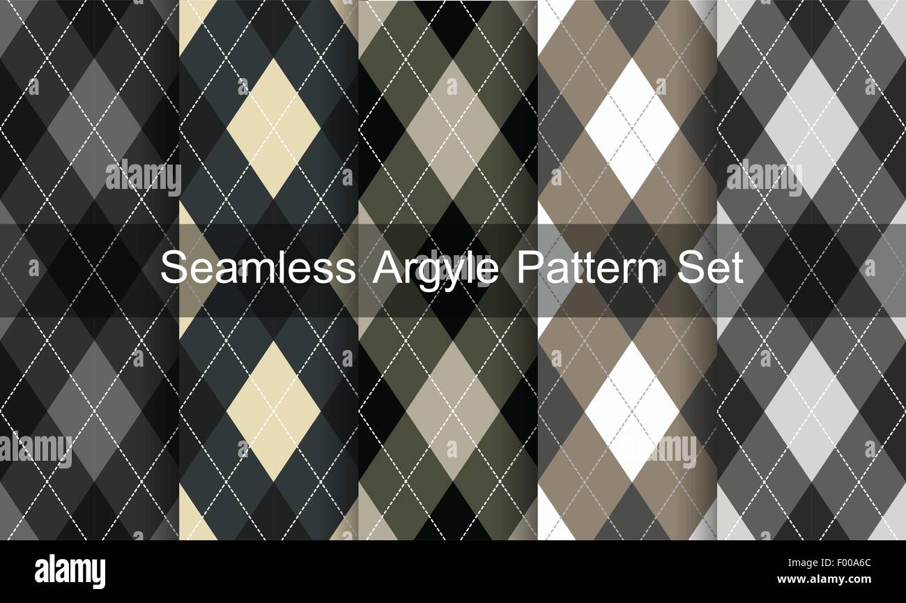 Nahtlose Argyle-Muster. Diamant-Formen-Hintergrund. Vektor-Set. Stock Vektor