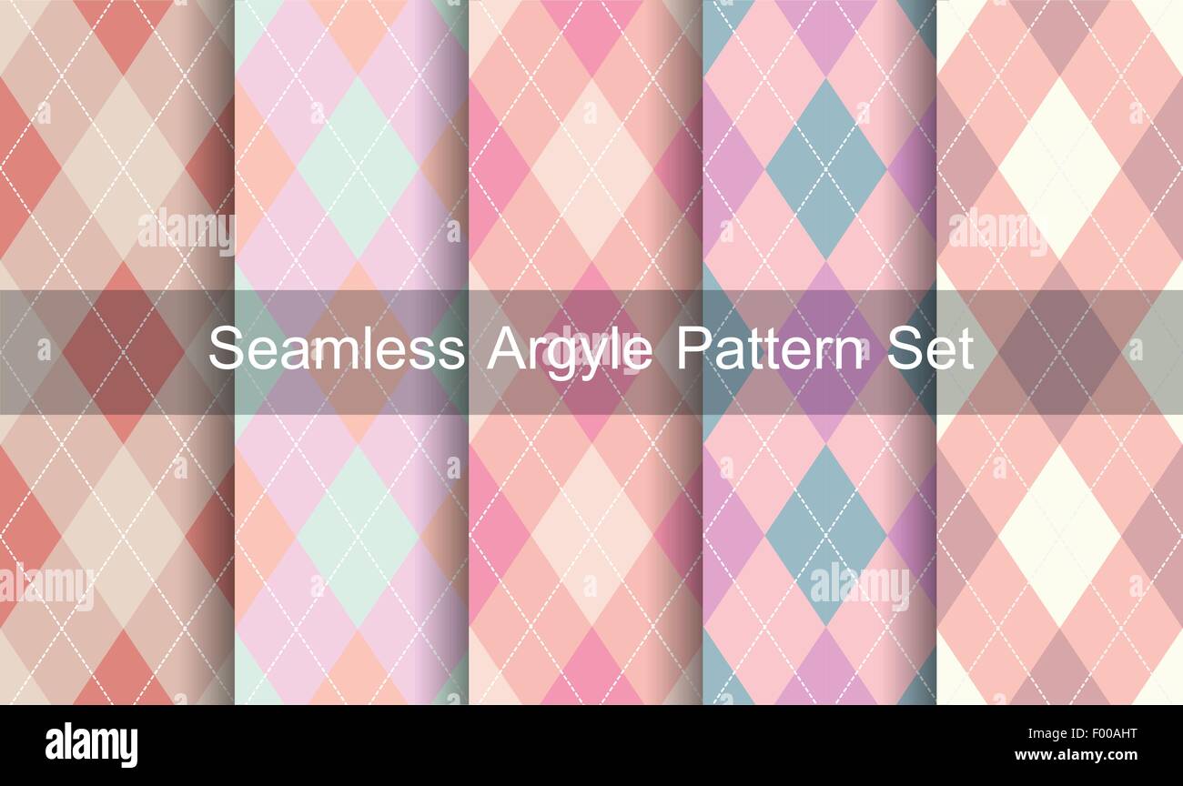 Nahtlose Argyle-Muster. Diamant-Formen-Hintergrund. Vektor-Set. Stock Vektor
