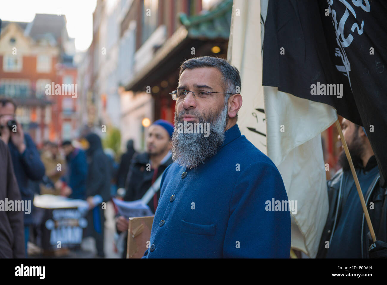 Islamischer Prediger Anjem Chaudry in London Stockfoto