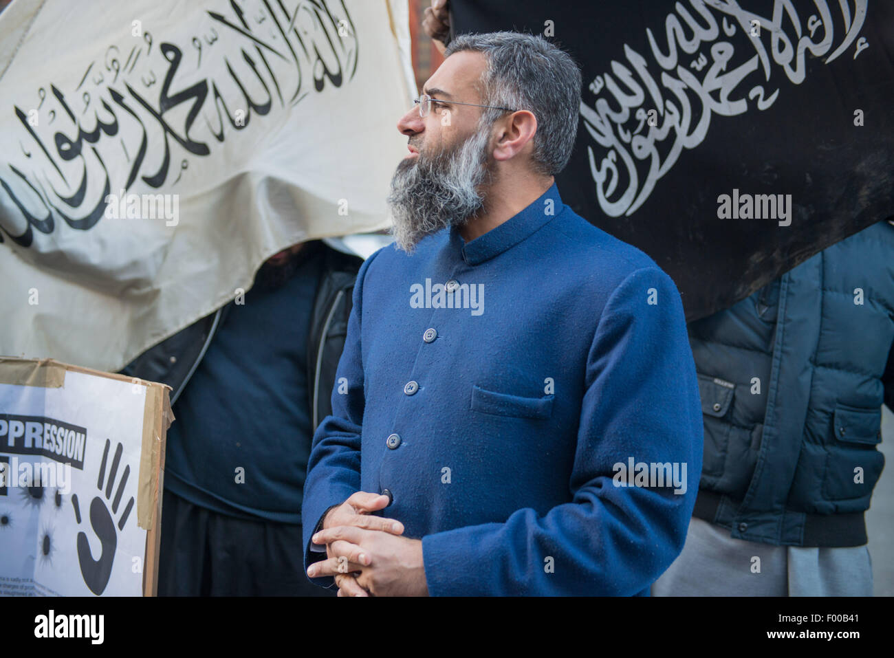 Islamischer Prediger Anjem Chaudry in London Stockfoto