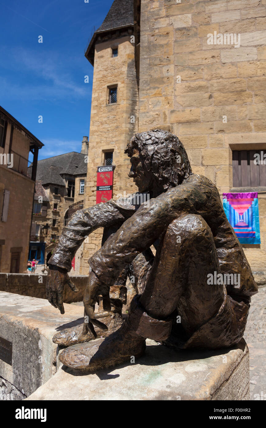 Skulptur in Sarlat-la-Caneda, Dordogne, Aquitaine, Frankreich Stockfoto