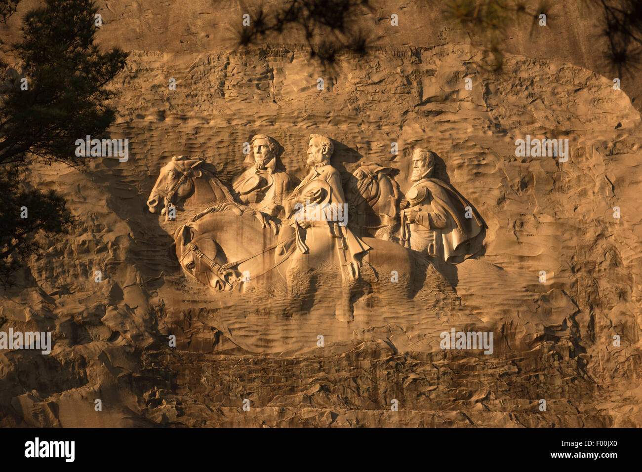 BAS RELIEFSCHNITZEN DER KONFÖDERIERTEN AMERIKANISCHER BÜRGERKRIEG FÜHRER STONE MOUNTAIN STAATSPARK DEKALB COUNTY GEORGIA USA Stockfoto