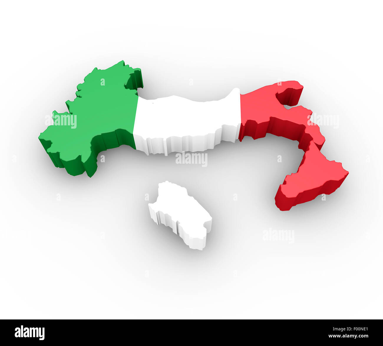 Karte von Italien im italienischen Flagge colors.3d Stockfoto