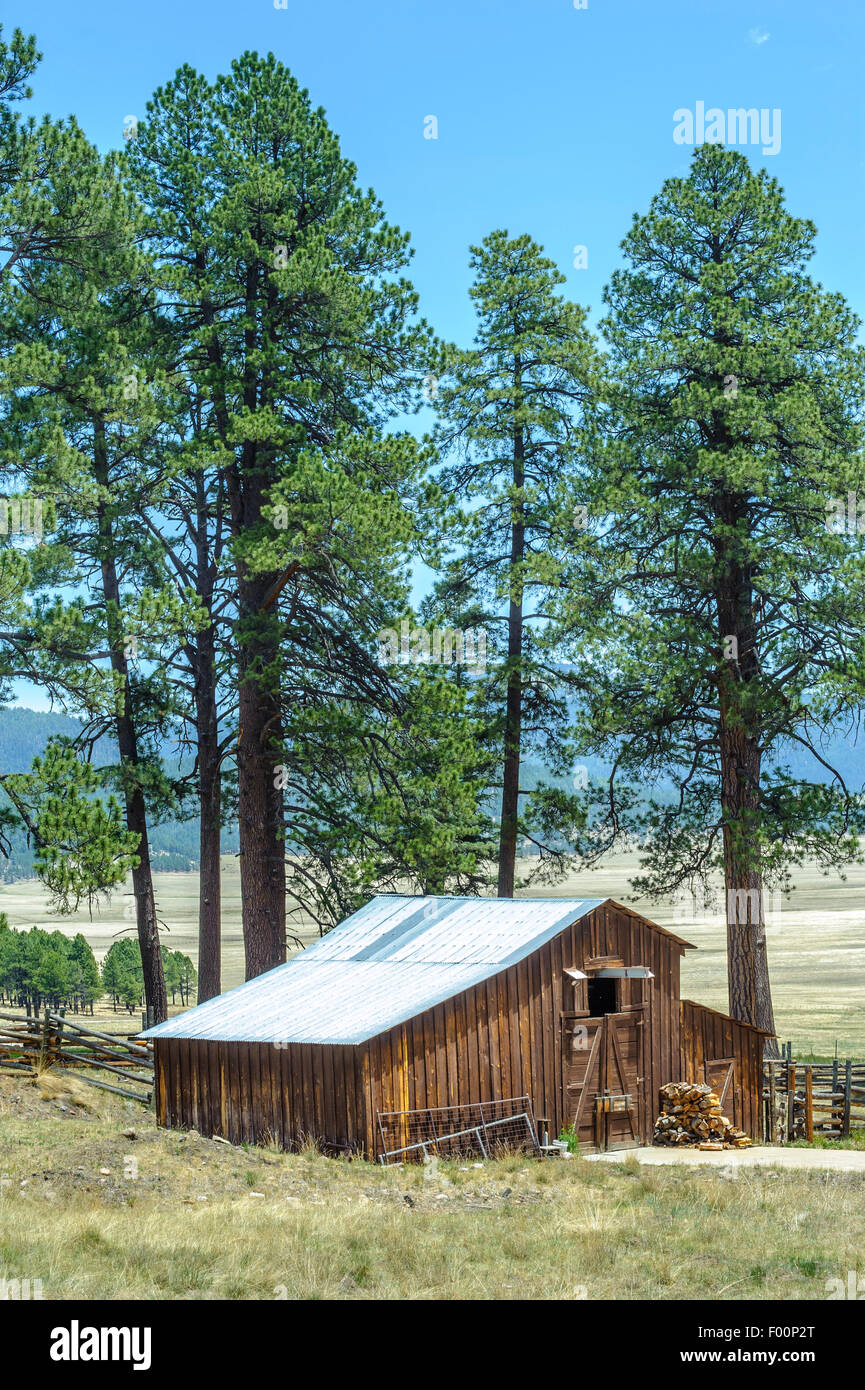 Log Cabin in The Valles Caldera National Preserve. Jemez. New-Mexico. USA Stockfoto