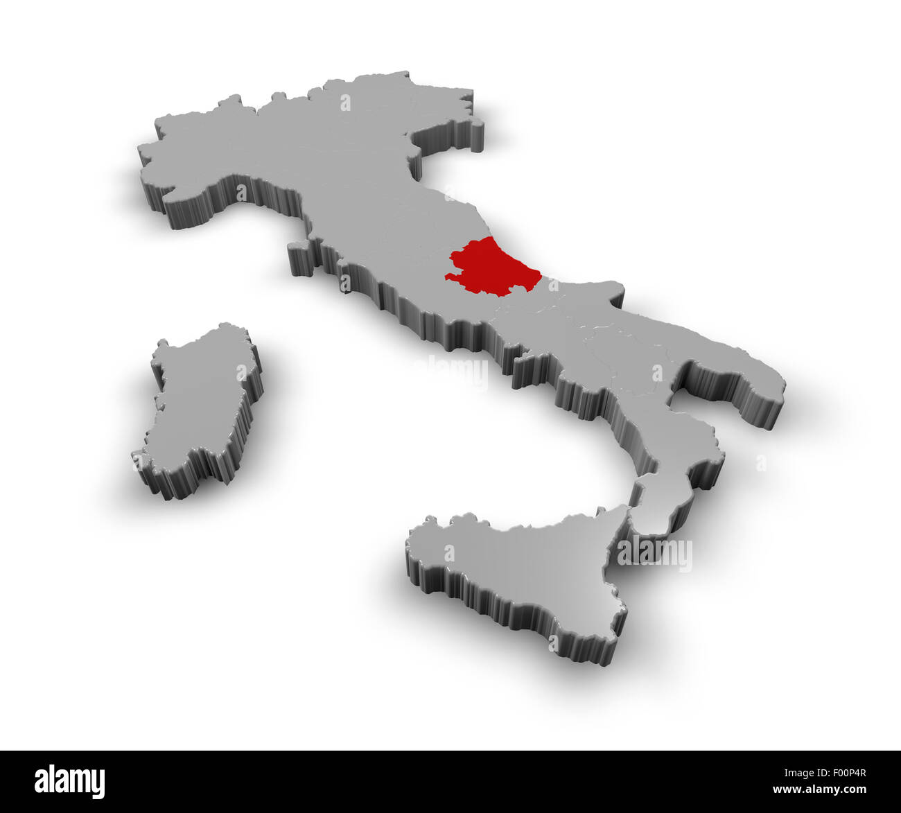 3D Karte von Italien Regionen Abruzzen Stockfoto