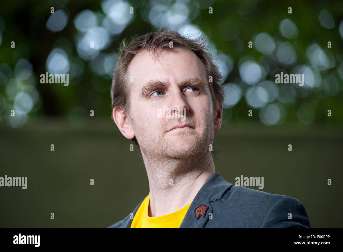 Schriftsteller und Kommentator Nick Harkaway, erscheinen auf dem Edinburgh International Book Festival. Stockfoto